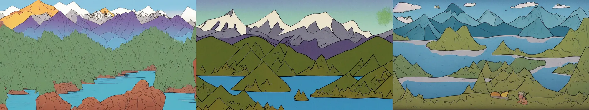 Prompt: lakeside mountains, by pendleton ward