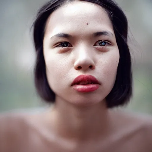 Prompt: Woman. Portrait. Extreme long shot. Facial detail. CineStill