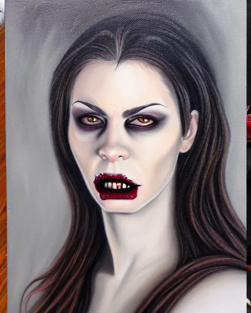 Image similar to a realistic detailed portrait painting of a vampire