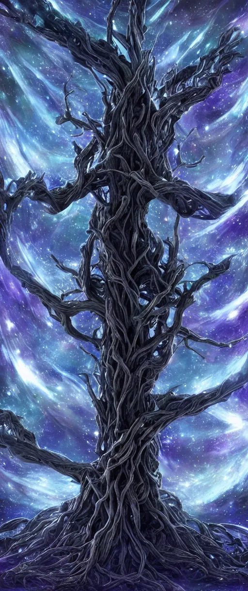 Image similar to Sheets of Star Twist recursively into a plasma hybrid Tree Form, The Grand Galaxy GodFather Treebeard End; Lord of the Rings; from dungeons and dragons and art direction by James Cameron ;by artgerm; wayne reynolds art station; cinematic quality character render; low angle; ultra high quality model; production quality cinema model; 4K; 8K; Grand, epic masterpiece, cinematic