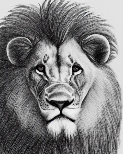 Image similar to pencil drawing of a lion wearing a hoodie