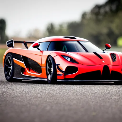 Image similar to koenigsegg agera rs, hypercar, highly detailed, 8k, sharp focus, depth of field, finely detailed car, high contrast, close up shot,