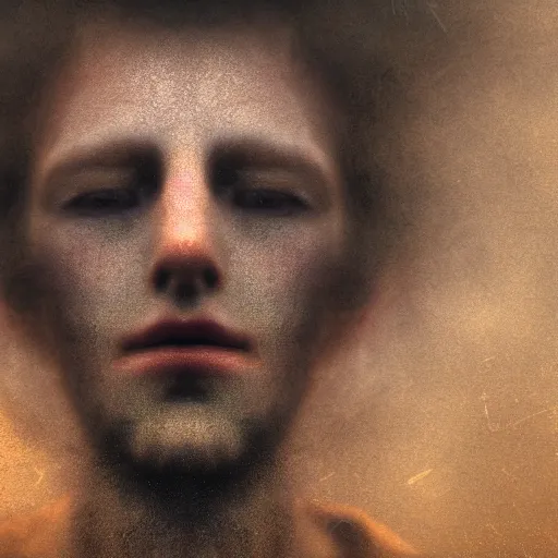 Image similar to a portrait of a person made of smoke. impressionism. matte painting. octane render