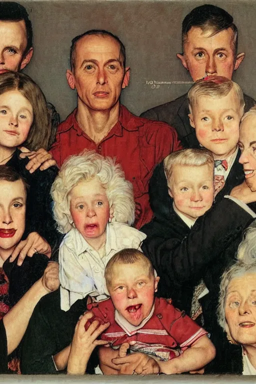 Prompt: portrait of LGBT family by Norman Rockwell,