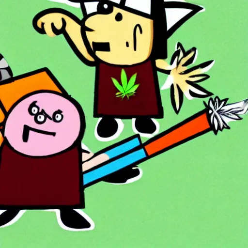 Image similar to billy and mandy rolling a cannabis joint with grim