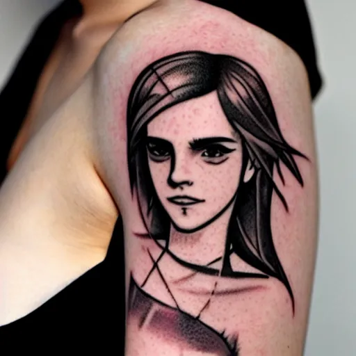 Image similar to tattoo of anime emma watson on arm back