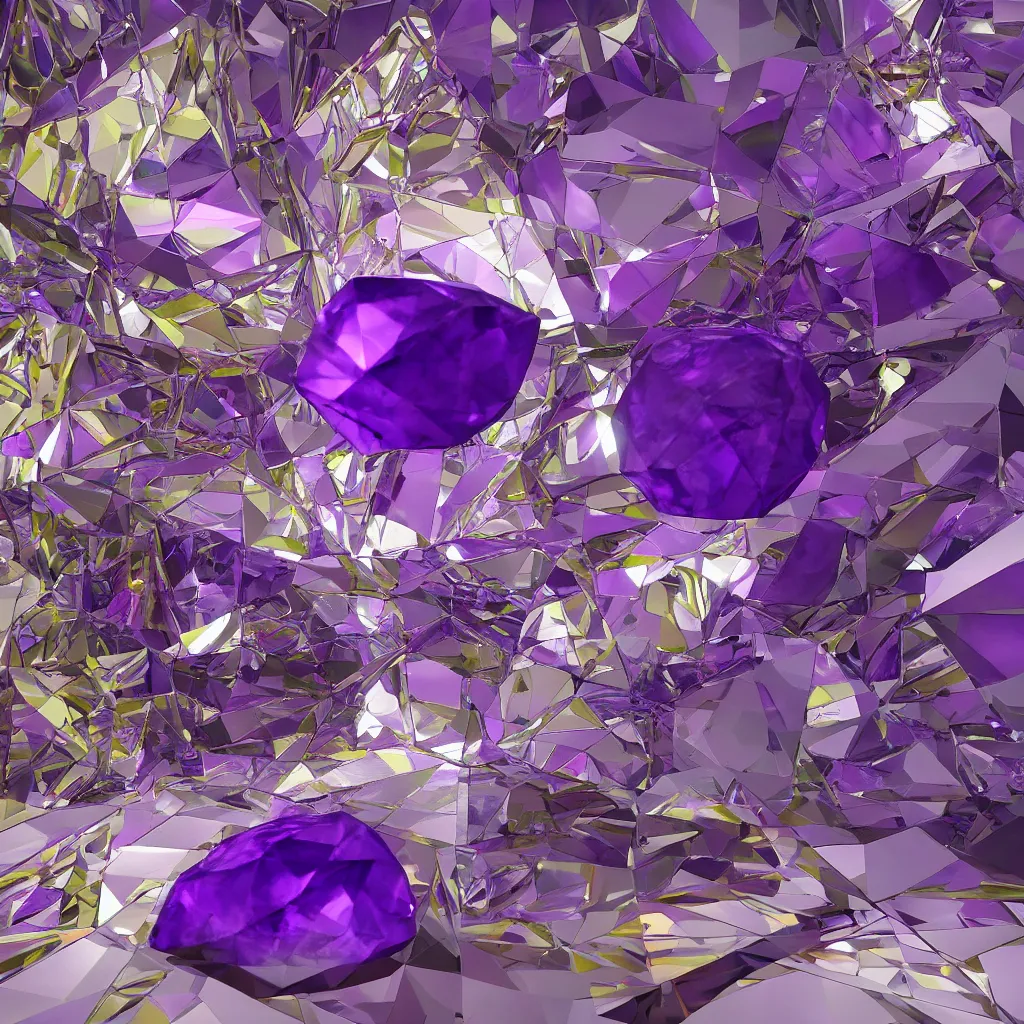 Prompt: amethyst geo stylized gemstone multicolorful global illumination ray tracing advended technologie