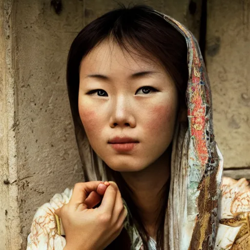 Prompt: photo of chinese beauty by Steve McCurry, full-lentgh, sharpen, 4k, 85mm, award winning