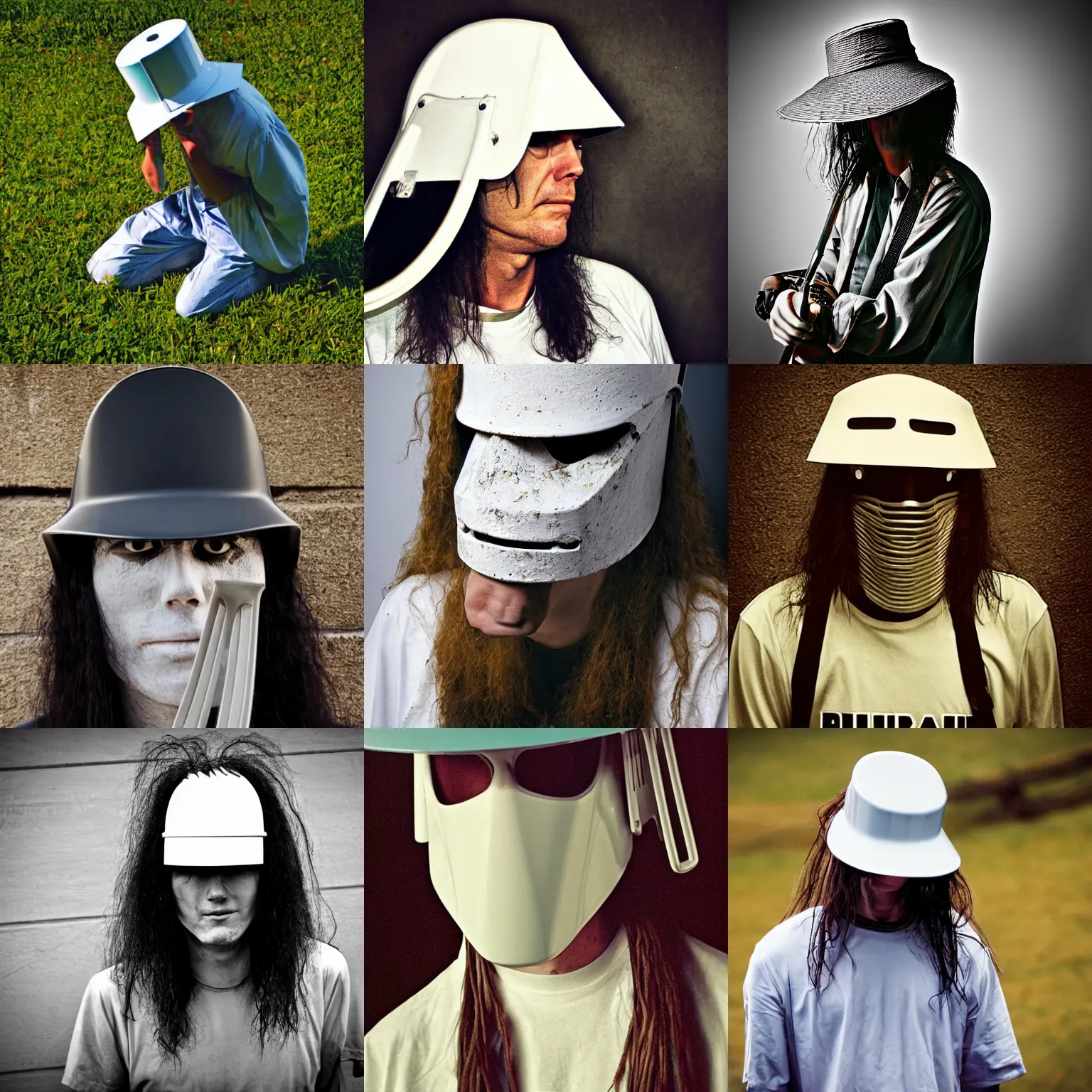 Prompt: Buckethead, photograph, high quality, detailed, sharp