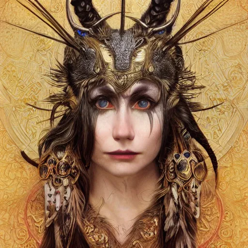 Image similar to a photograpic portrait of a anthropomorphic norse mythology mimosa, wearing furry clothes in the style of heilung an experimental folk music band, fantasy, intricate, elegant, highly detailed, photo realism, digital painting, artstation, concept art, smooth, sharp focus, illustration, art by artgerm and H R Giger and alphonse mucha