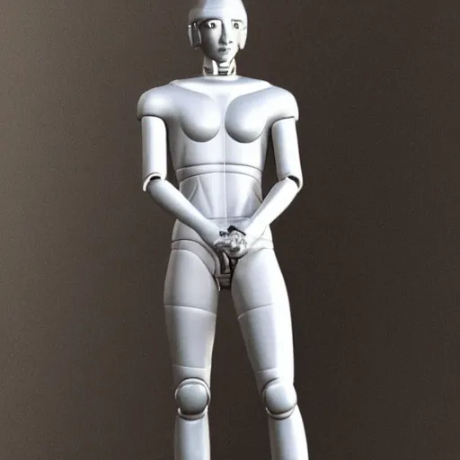 Image similar to “a realistic detailed photo of a guy who is an attractive humanoid who is half robot and half humanoid, who is a male android, twitch streamer Ludwig, shiny skin, posing like a statue, blank stare”