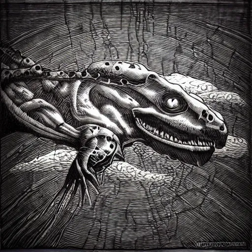 Image similar to “ aaron horkey ” “ kentaro miura ” aerial horror shape phytosaur 1 0 2 4 x 1 0 2 4