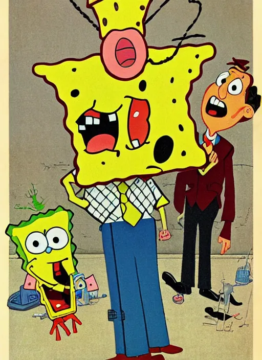 Prompt: spongebob SquarePants painted by Norman Rockwell