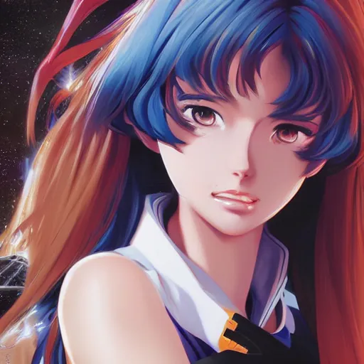 Prompt: An anime portrait of beautiful girl still from Robotech 1985 by Stanley Artgerm Lau ,WLOP , Ilya Kuvshinov , James Jean , Andrei Riabovitchev symmetrical