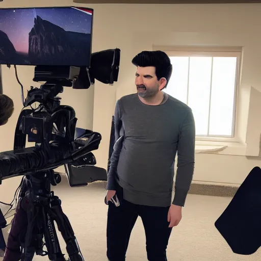 Image similar to behind the scenes of a captain disillusion video