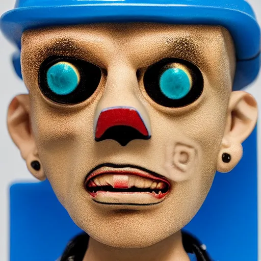 Prompt: ( young ( blue period ( pablo picasso ( gold teeth ) ) ) ) stop motion vinyl action figure, plastic, toy, butcher billy style