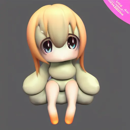 Image similar to cute fumo plush of a blob googirl, chibi monster girl, stylized shiny reflective refractive transparent liquid pbr material, vray