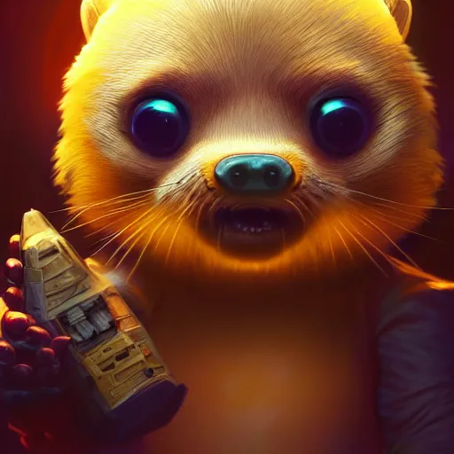 Image similar to the most adorable beaver in the universe, huggy wuggy from poppy playtime video game, fullbody, ultra high detailed, glowing lights, oil painting, greg rutkowski, charlie bowater, beeple, unreal 5, daz, hyperrealistic, octane render, rpg portrait, dynamic lighting, fantasy art, beautiful face