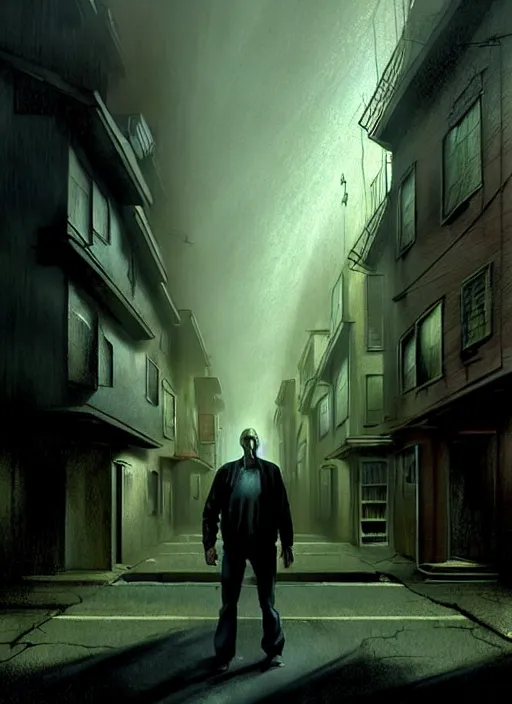 Image similar to 8 k concept art from the modern urban supernatural thriller miniseries'on things unspoken ', by david mattingly and samuel araya and michael whelan and dave mckean and francisco goya. realistic matte painting with photorealistic hdr volumetric lighting. composition and layout inspired by gregory crewdson and brendon burton.