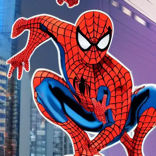 Image similar to spiderman going eat rice and fried chicken