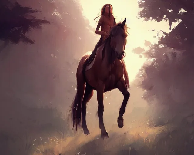 Prompt: portrait of victoria scurlock riding a mustang horse, beautiful eyes, sylvain sarrailh, artstation, ismail inceoglu