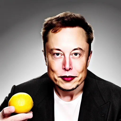 Prompt: elon musk with a lemon for a head, 8 k, sharp, high detail