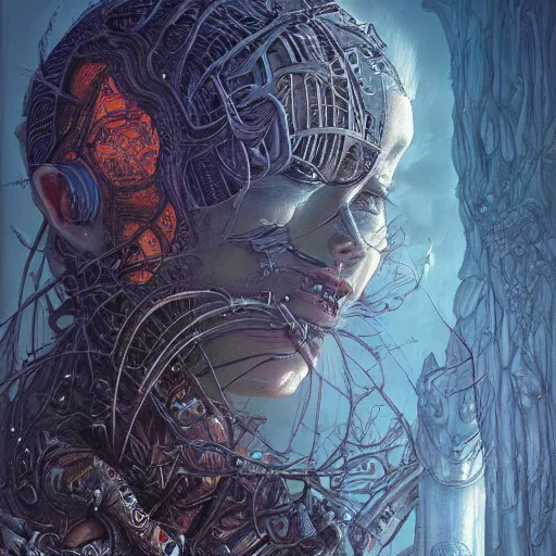 Image similar to hyper detailed masterpiece, underworld angel jean giraud digital art painting darkwave goth aesthetic, creepy, psychedelic, artgerm, donato giancola, tom bagshaw