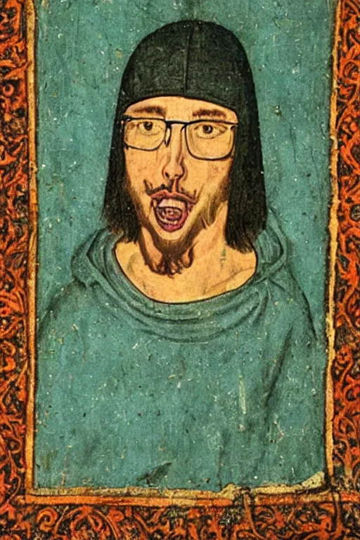 Prompt: medieval portrait of anthony fantano