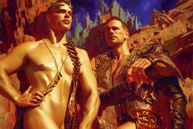 Image similar to atlantis, painting by gaston bussiere, craig mullins, j. c. leyendecker, tom of finland