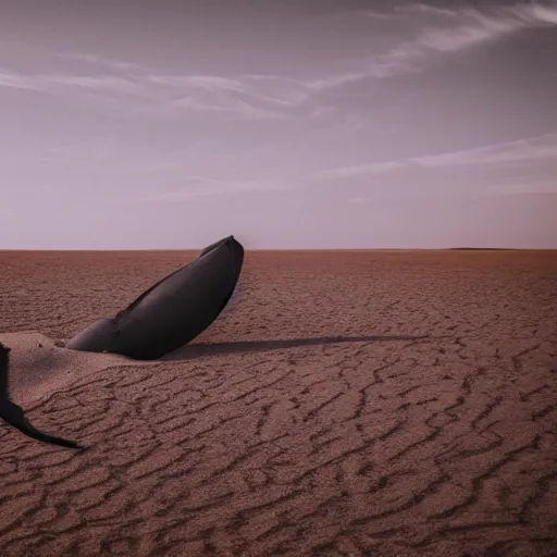 Prompt: 🐋🤖🦕👽🐳 in desert, photography by bussiere rutkowski andreas roch