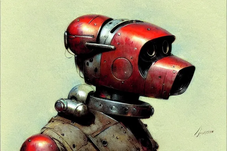 Image similar to adventurer ( ( ( ( ( 1 9 5 0 s retro future robot android dog. muted colors. ) ) ) ) ) by jean baptiste monge!!!!!!!!!!!!!!!!!!!!!!!!! chrome red