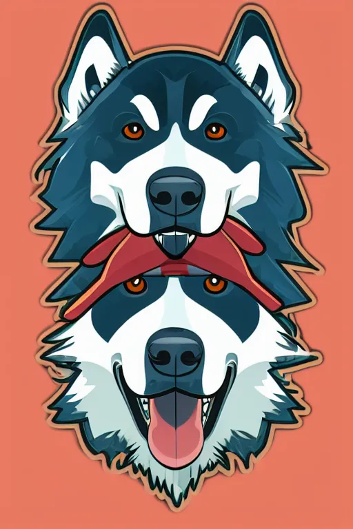 Image similar to A portrait of a gangster husky, sticker, highly detailed, colorful, illustration, smooth and clean vector curves, no jagged lines, vector art, smooth