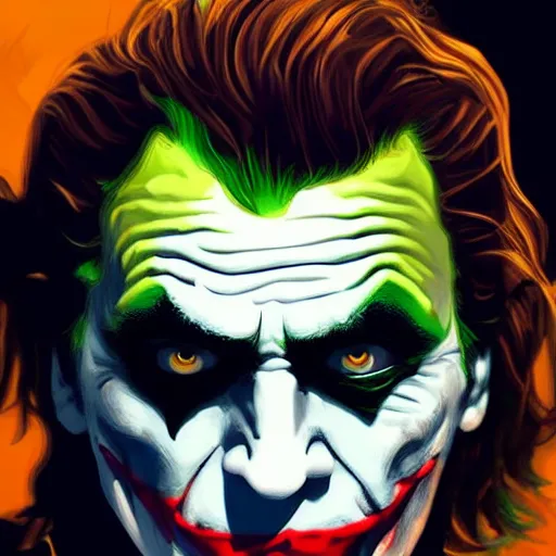 Image similar to the joker with Batman’s face mask, digital painting, amazing detail, artstation, cgsociety