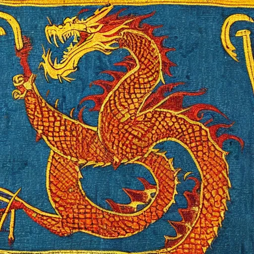 Image similar to “fire breathing dragon. Medieval tapestry”