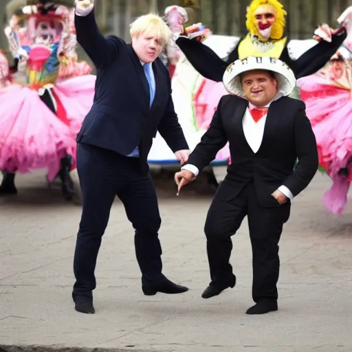 Image similar to Boris Johnson and Mexican mariachi dancing together