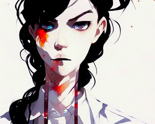 Image similar to a ultradetailed full body portrait of a woman dressed in a white shirt with a tie, by conrad roset, greg rutkowski and makoto shinkai trending on artstation