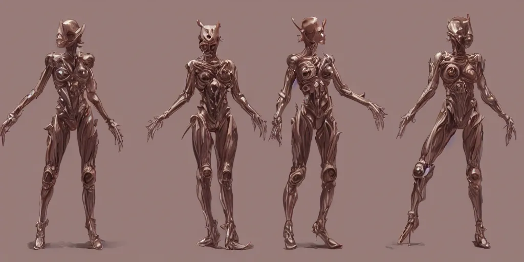 Image similar to flesh and bones mask design girl body sorayama , character sheet, Moebius, Greg Rutkowski, Zabrocki, Karlkka, Jayison Devadas, Phuoc Quan, trending on Artstation, 8K, ultra wide angle, zenith view, pincushion lens effect.