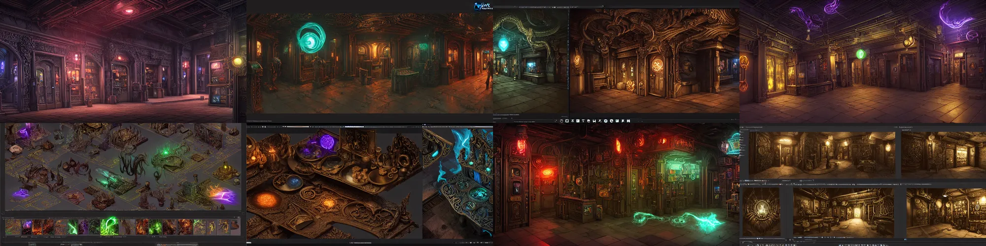 Prompt: fantasycore, eldritch, psychic, a 12x(very) much detailed wonderously complicated Glorious Remastered in Unreal Engine 5.1 With Lumen and Volumetrics elemental masterpiece 8k resolution Behance HD scrollwork magic conduits zBrush Central contest winner, cel-shaded 2099 neo-tokyo convenience store pastiche by Dan Witz