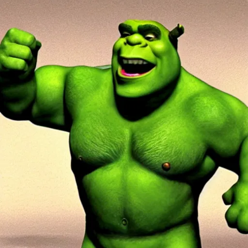 Prompt: Shrek as The Hulk