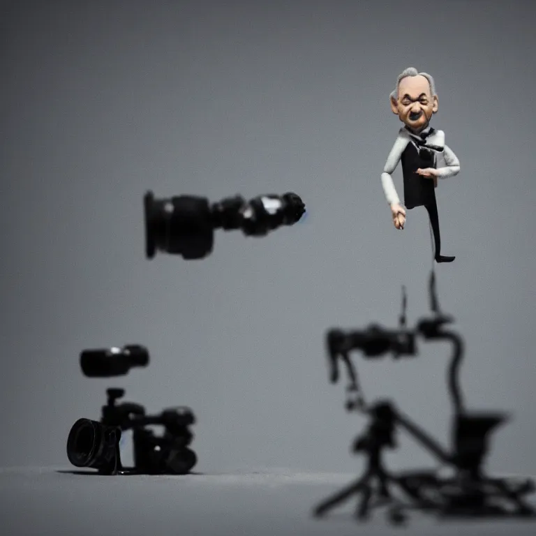 Image similar to a cinematic film still of a claymation stop motion film starring bill murray, shallow depth of field, 8 0 mm, f 1. 8