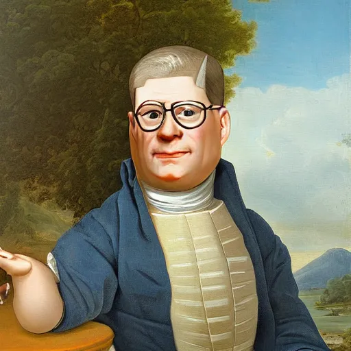 Prompt: a beautiful painting of hank hill, in the style of elisabeth vigee le brun