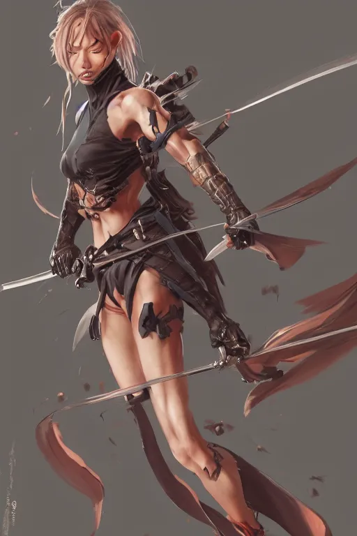 Prompt: a Hyung tae Kim concept art of female ninja character on a render by the artist Hyung tae Kim , highly detailed, sharp focus, Jiyun Chae, Joe Madureira, Trending on Artstation by Hyung tae Kim, artbook, Stanley Artgerm Lau, WLOP, Rossdraws and Greg Rutkowski