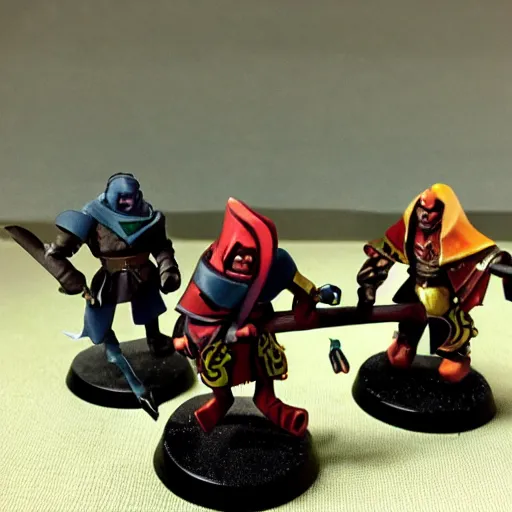 Prompt: osrs runescape characters as warhammer tabletop figurines