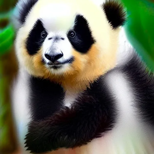 Prompt: the fluffiest featheriest parrot panda ever