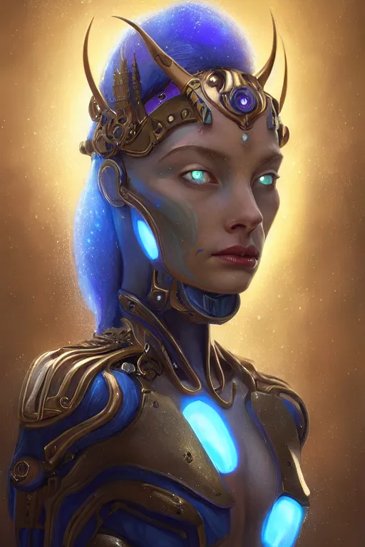 Image similar to portrait of a beautiful female hybrid cyborg atlantean anubis hada elsa jean alien warrior, regal, realistic, refined, detailed, digital art, jessica rossier, michael cheval, esao andrews, steampunk, walt disney ( 1 9 3 7 ), francois boucher, oil painting, highly detailed, cinematic lighting, unreal engine, 8 k, hd