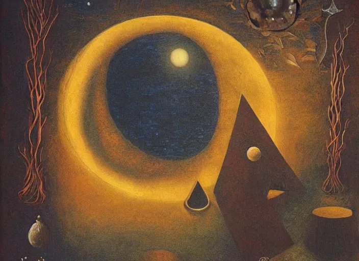 Image similar to an ancient full moon, cosmic universe, aquarius, by remedios varo, reflection, symbolist, warm colors, dramatic lighting, smooth, sharp focus, extremely detailed, aesthetically pleasing composition