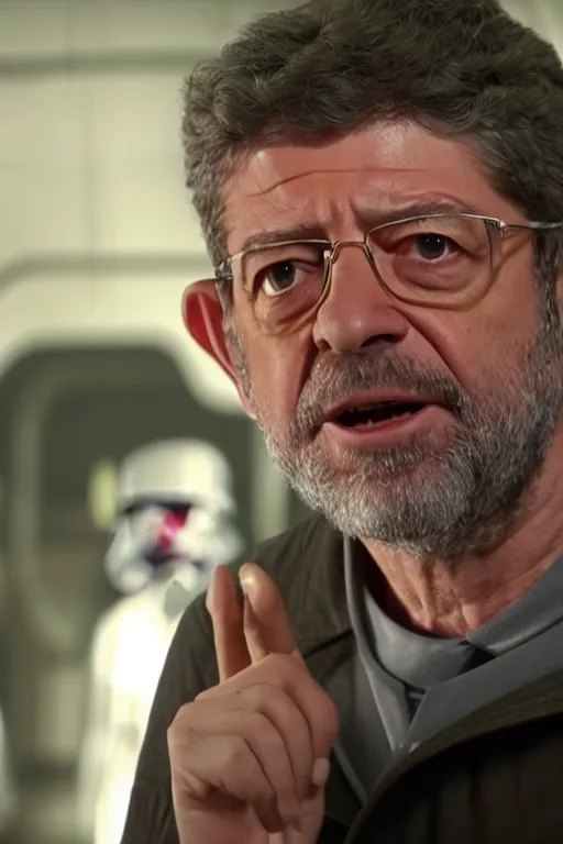 Image similar to [a still of Melenchon in the movie Star Wars, evil, 4k, HD, high quality]