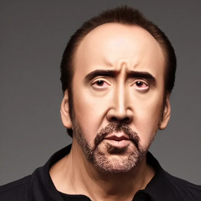 Image similar to nicolas cage headshot photo portrait headshot even lighting