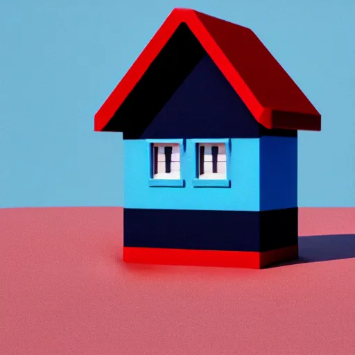 Image similar to cute chubby house, 3 d render, minimalistic, octane, 1 0 0 mm, depth of field, isometric, blue background