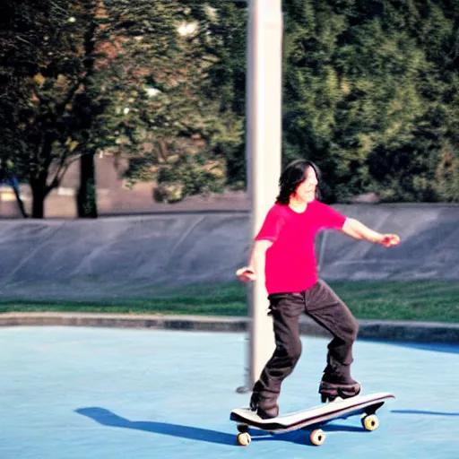 Image similar to Severus Snape rollerblading at the skate park